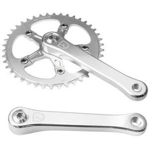 1-Speed Bicycle Crankset - 165mm, 42t, Square Taper JIS Spindle Interface, Polished Aluminum