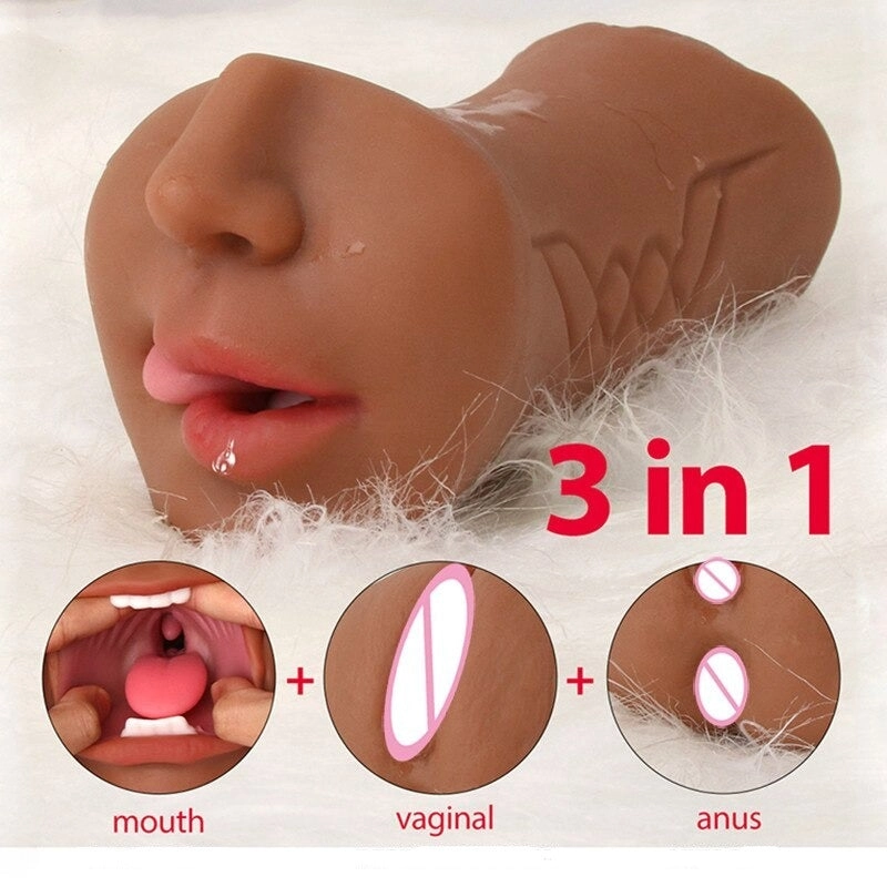 3 in 1 Male Masturbator Men Deepthroat Mouth Vagina Anus Sex Toy Blowjob Artificial Realistic Real Pussy