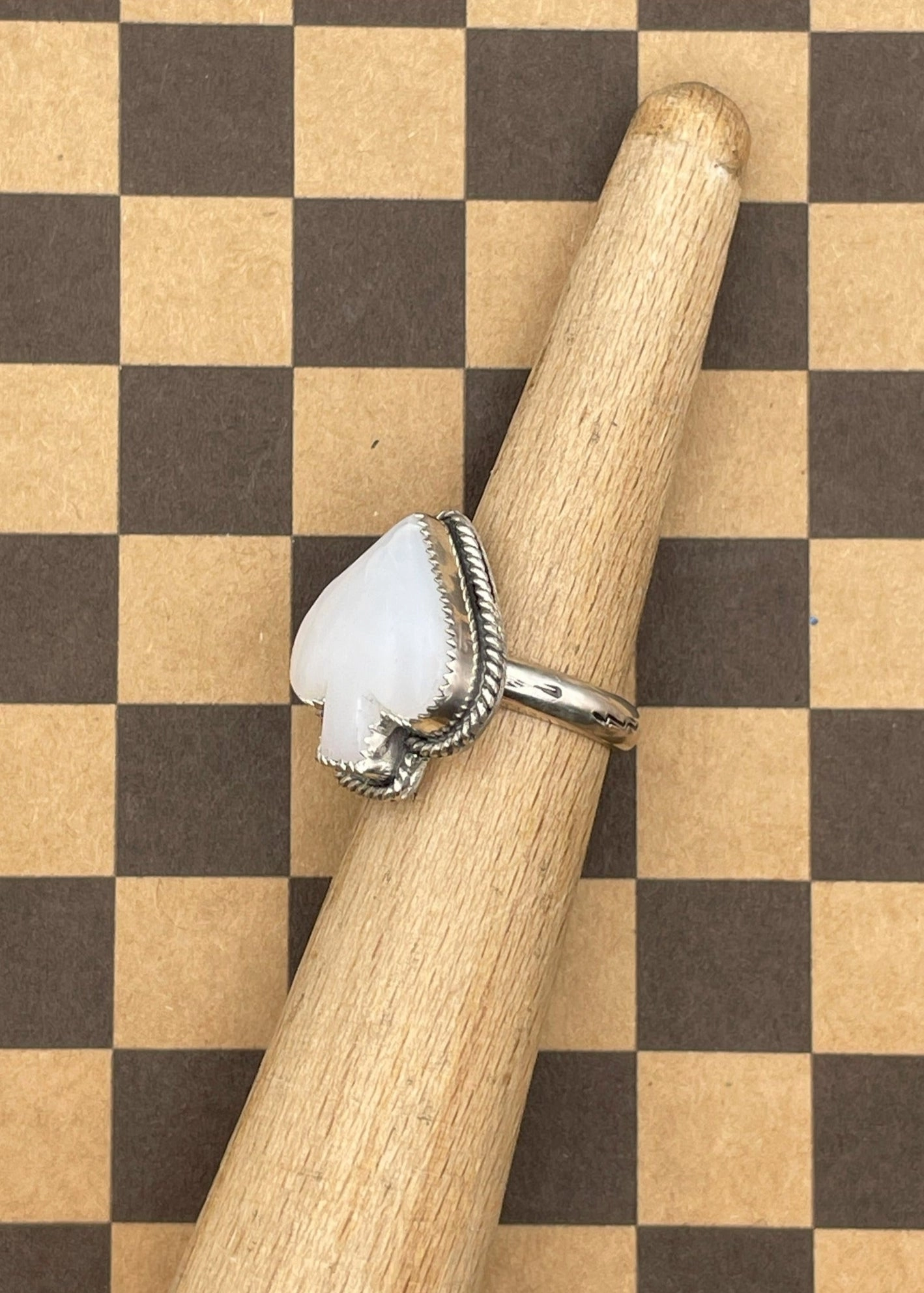Ace of Spades White Quartz Ring