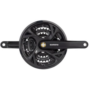 Acera FC-M371-L Crankset - 175mm 9-Speed 48/36/26t Riveted Square Taper JIS Spindle Interface BLK