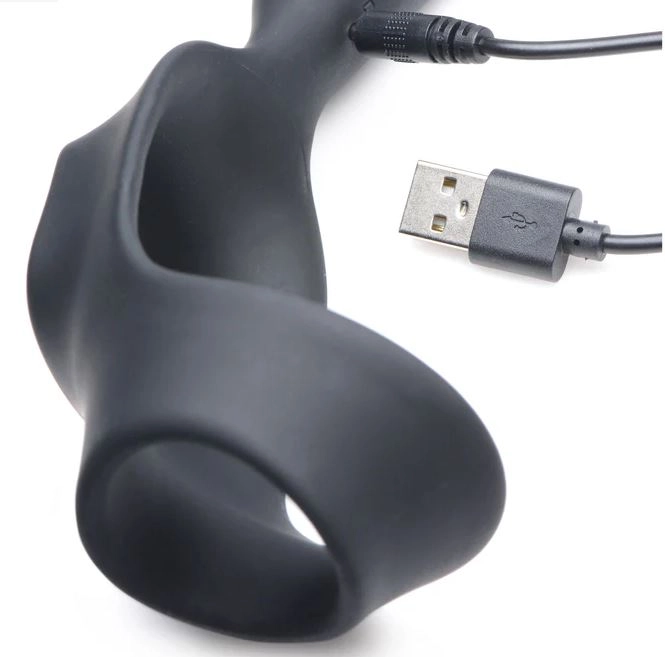 Alpha-Pro 10X P-Bomb Cock & Ball Ring With Vibrating Anal Plug