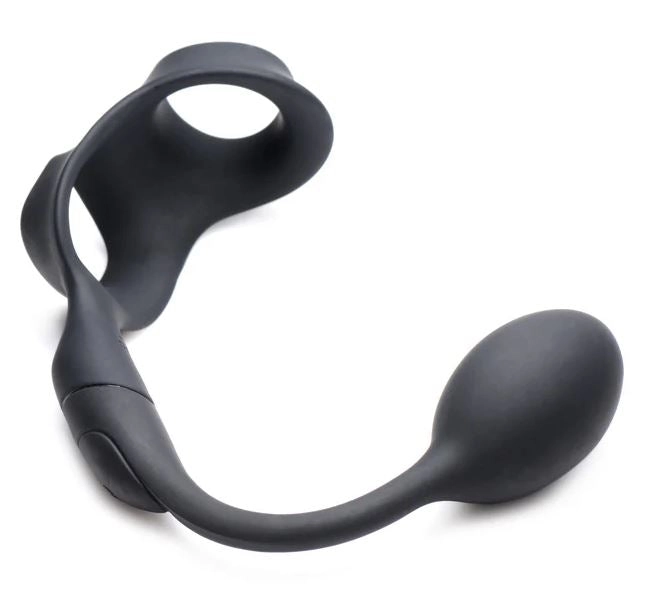 Alpha-Pro 10X P-Bomb Cock & Ball Ring With Vibrating Anal Plug