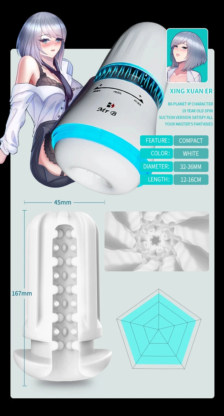 Auto Male Masturbator Cup Automatic Rotation Heating Pocket Cup