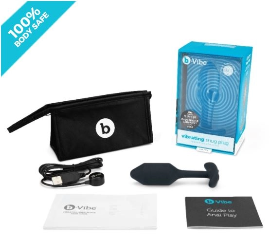 b-Vibe Small Silicone Vibrating Snug Plug 2 - Black