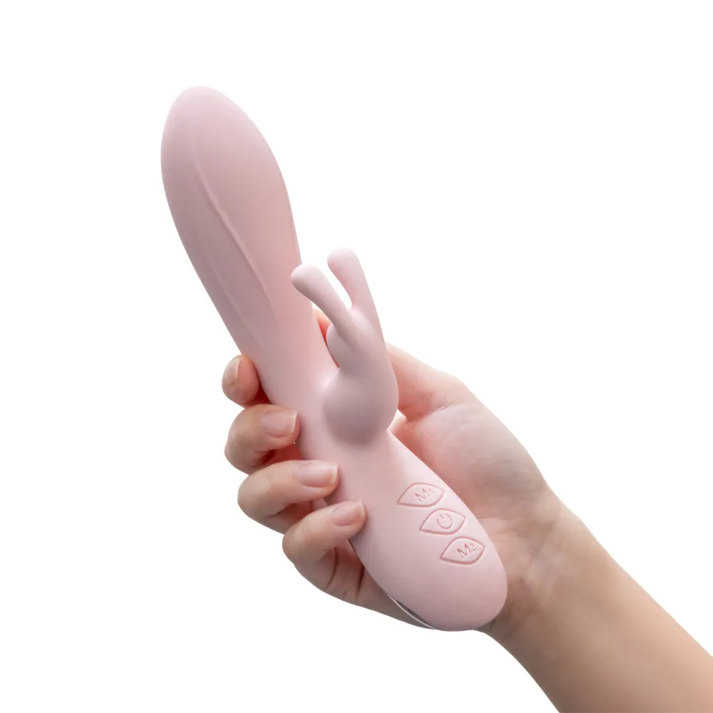 Blush | Morgan 7.75 Inch G Spot Clitoral Dual Stimulation Silicone Rabbit Vibrator With 10 RumboTech™ Vibrations - Pink