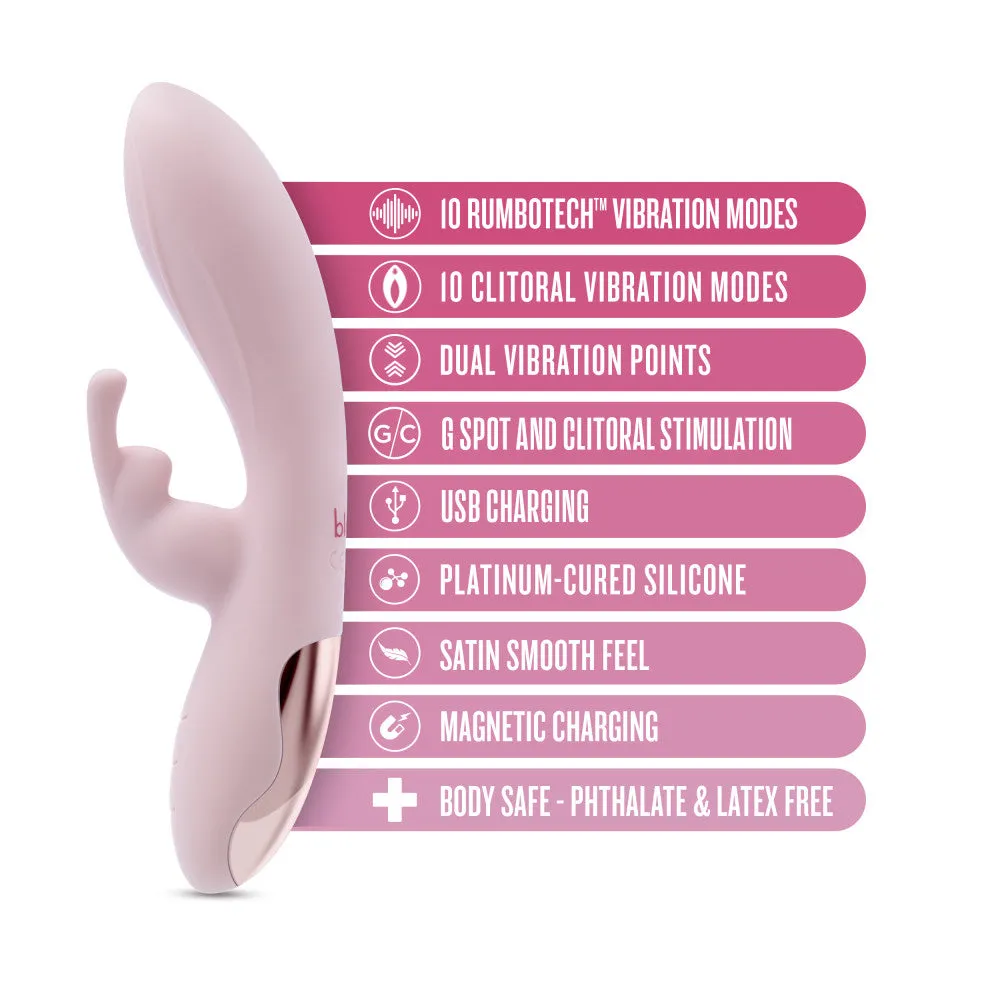 Blush | Morgan 7.75 Inch G Spot Clitoral Dual Stimulation Silicone Rabbit Vibrator With 10 RumboTech™ Vibrations - Pink
