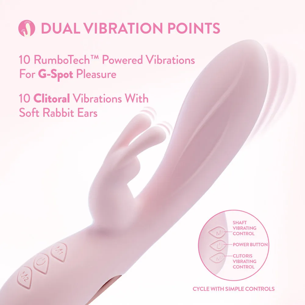 Blush | Morgan 7.75 Inch G Spot Clitoral Dual Stimulation Silicone Rabbit Vibrator With 10 RumboTech™ Vibrations - Pink