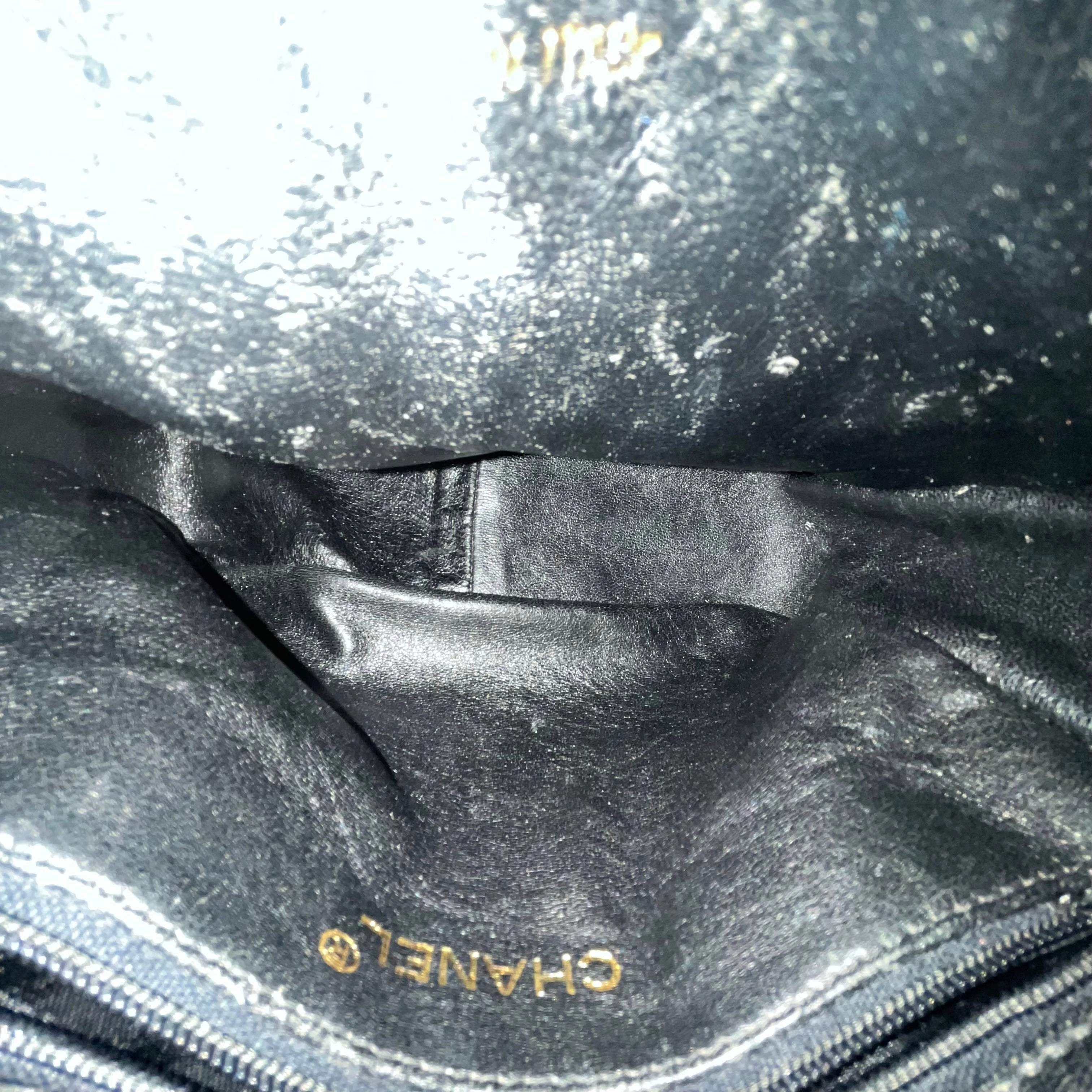 CHANEL Black Patent Leather Vintage Camera Bag