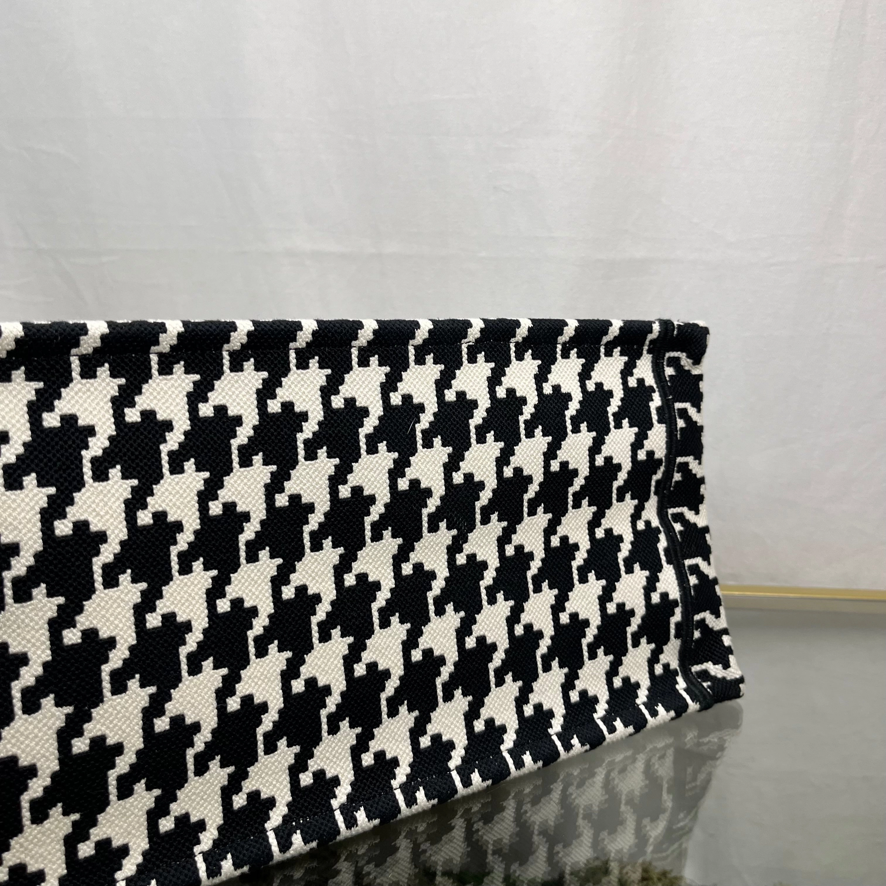 CHRISTIAN DIOR Macro Houndstooth Medium Book Tote