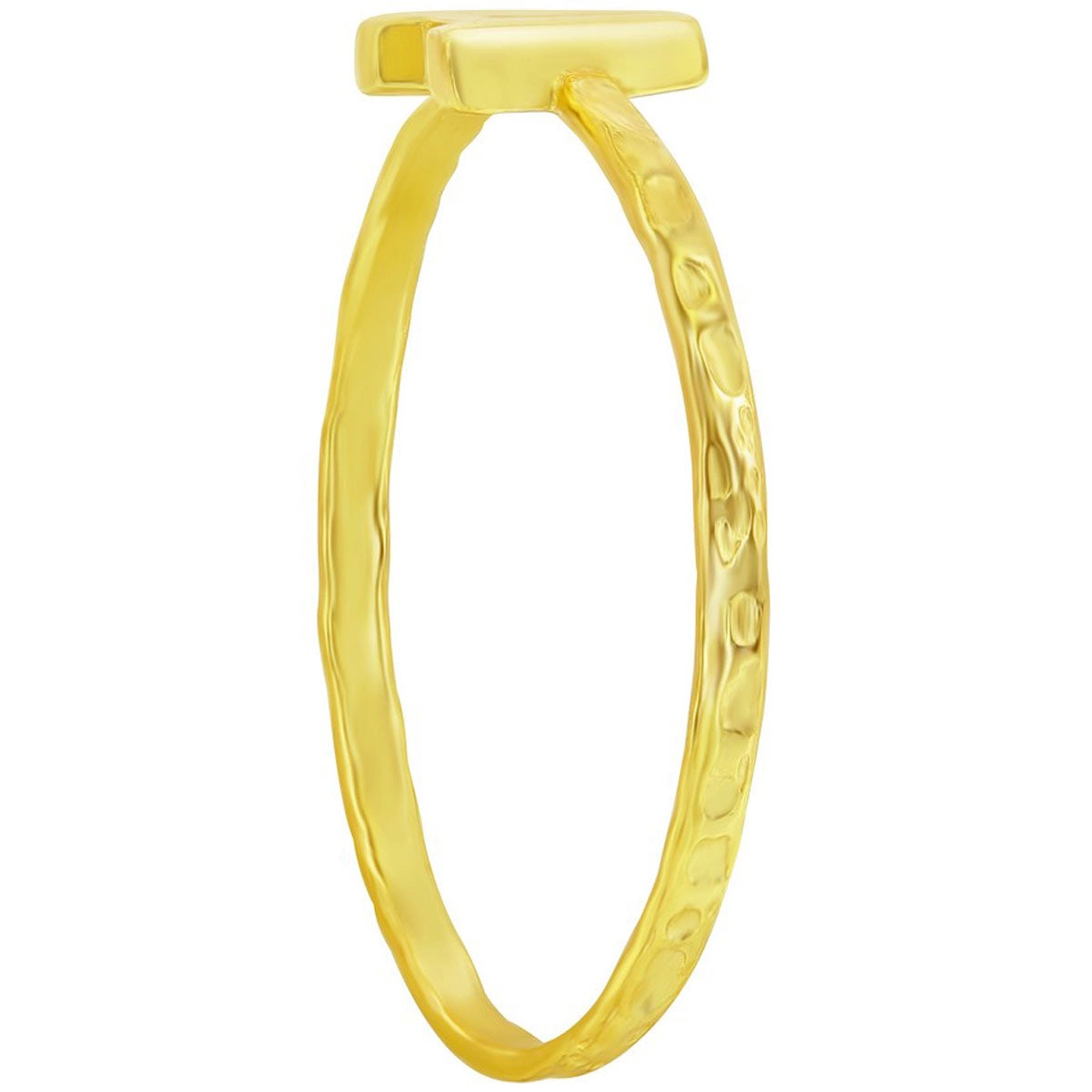 Classic Unisex Gold Tone A Initial Hammered Ring - W-2818