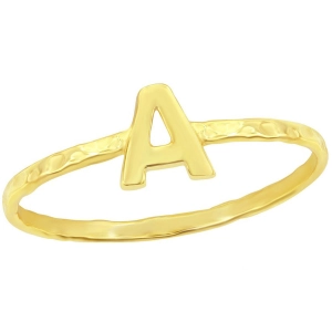 Classic Unisex Gold Tone A Initial Hammered Ring - W-2818