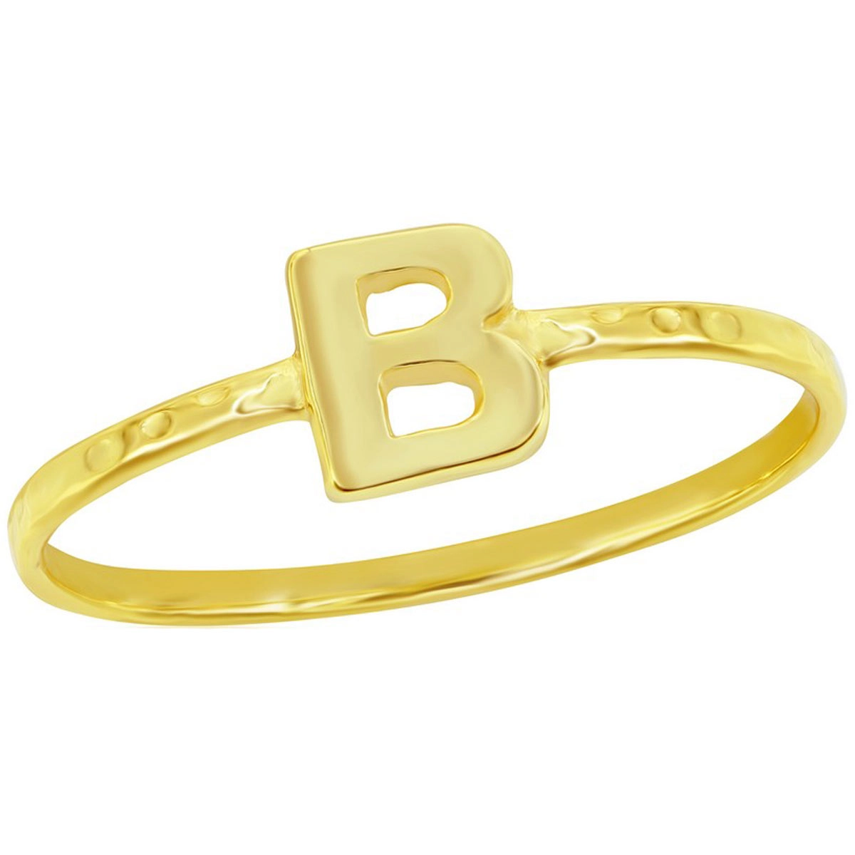 Classic Unisex Gold Tone B Initial Hammered Ring - W-2819