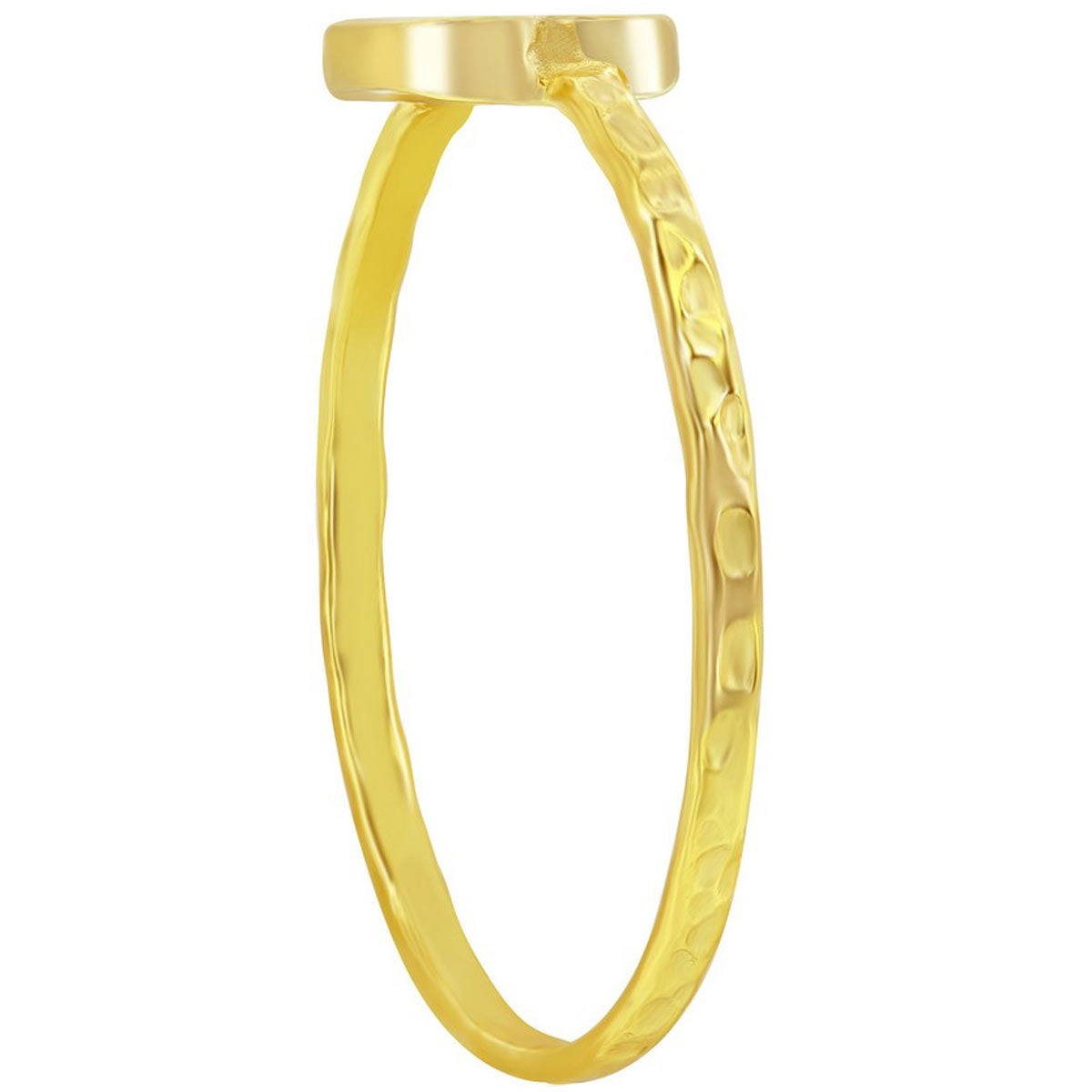 Classic Unisex Gold Tone B Initial Hammered Ring - W-2819