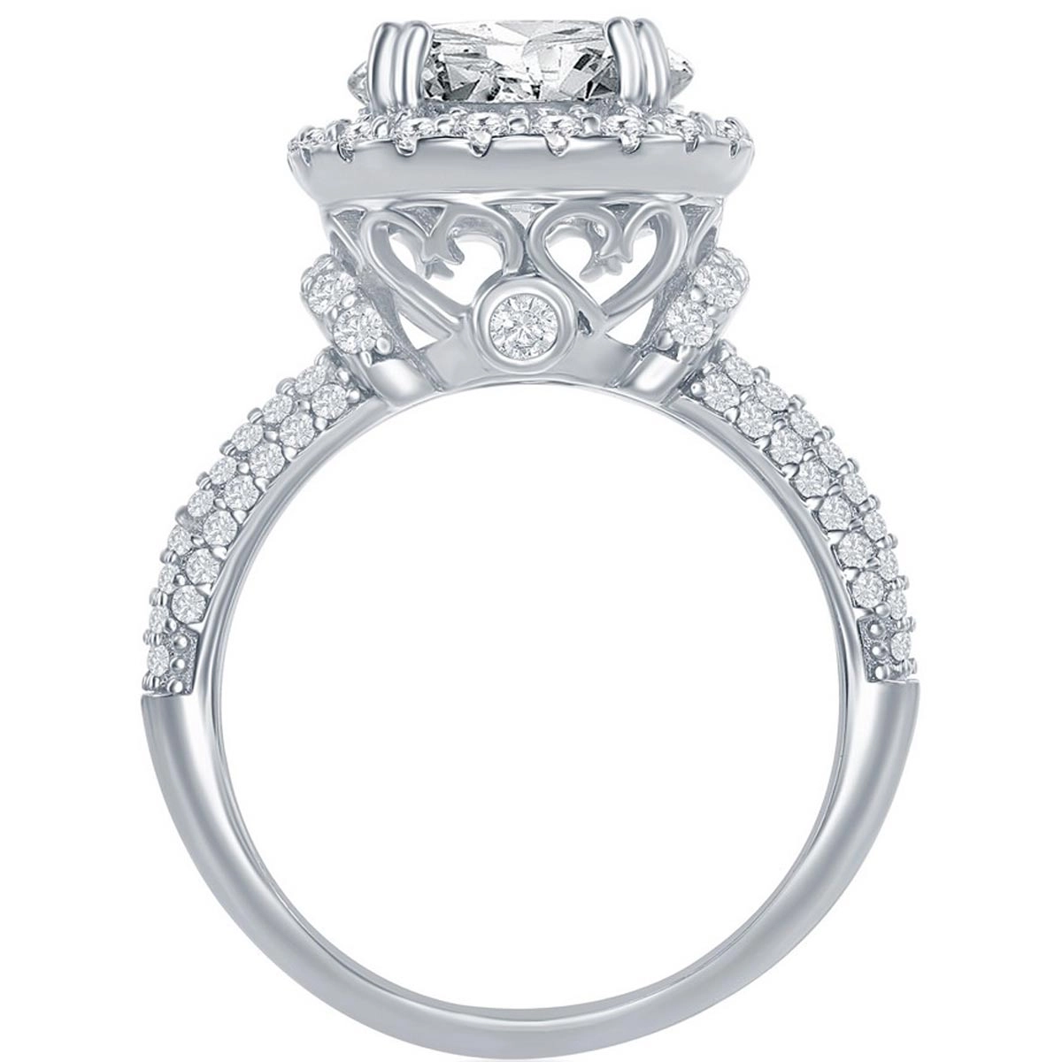 Classic Women's Crown Set Micro Pave CZ Ring - W-2633
