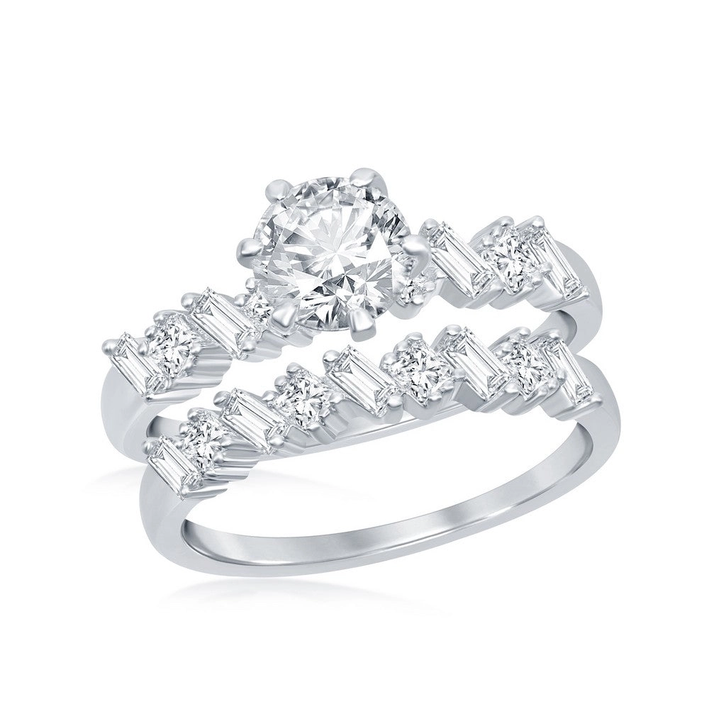 Classic Women's Multi-Shaped White CZ Ring Set - W-2408