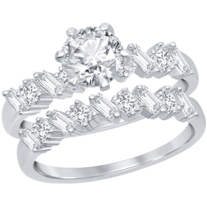 Classic Women's Multi-Shaped White CZ Ring Set - W-2408