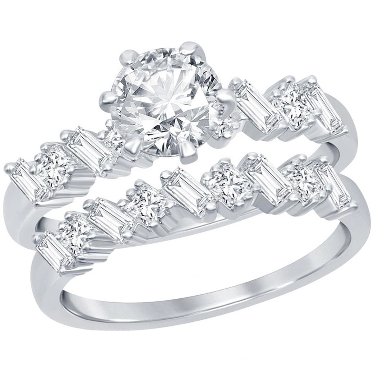 Classic Women's Multi-Shaped White CZ Ring Set - W-2408