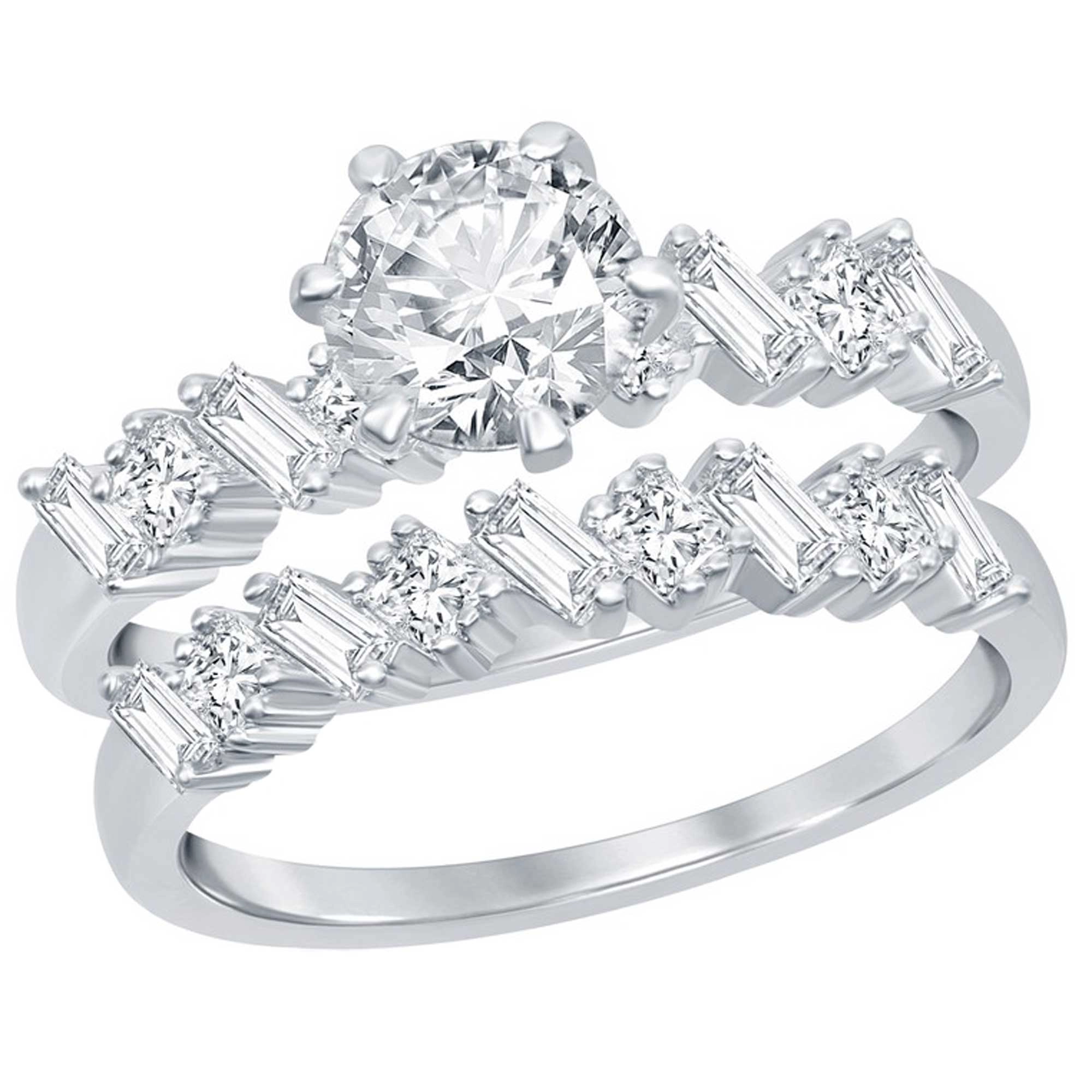 Classic Women's Multi-Shaped White CZ Ring Set - W-2408