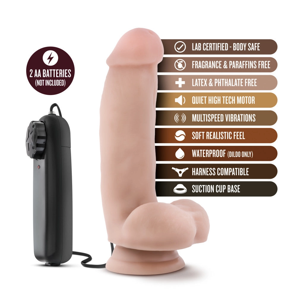 Coverboy™ By Blush® | The Quarterback Realistic Vanilla 7-Inch Long Remote Control Vibrating Dildo With Suction Cup Base