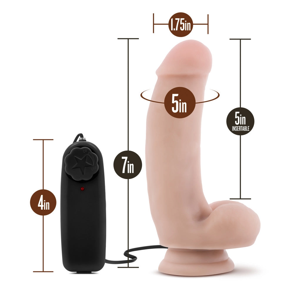 Coverboy™ By Blush® | The Quarterback Realistic Vanilla 7-Inch Long Remote Control Vibrating Dildo With Suction Cup Base