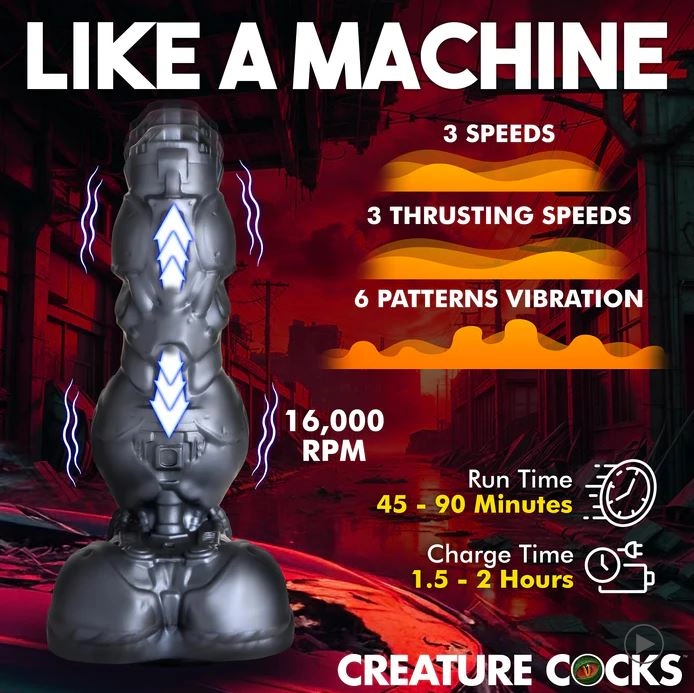 Creature Cocks Cyborg Cock Thrusting & Vibrating Silicone Dildo