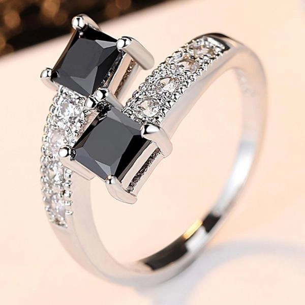 Crystal Ring 10KGF White Gold Filled Rings