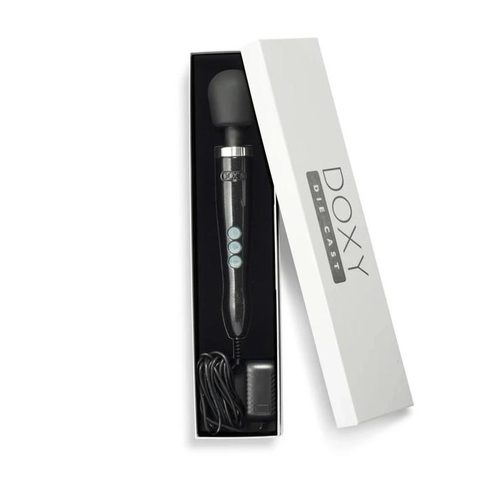 Doxy Die Cast Black Plug-In Vibrating Wand Massager