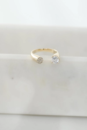 Ella Gold Rhinestone Open Ring