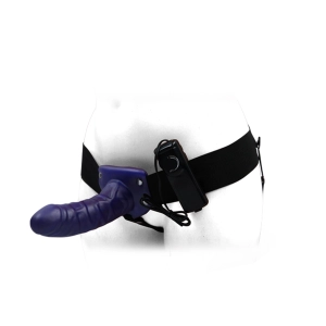 Fetish Pleasure Play Strap-On Harness System w/6" Vibrating Dong- Purple
