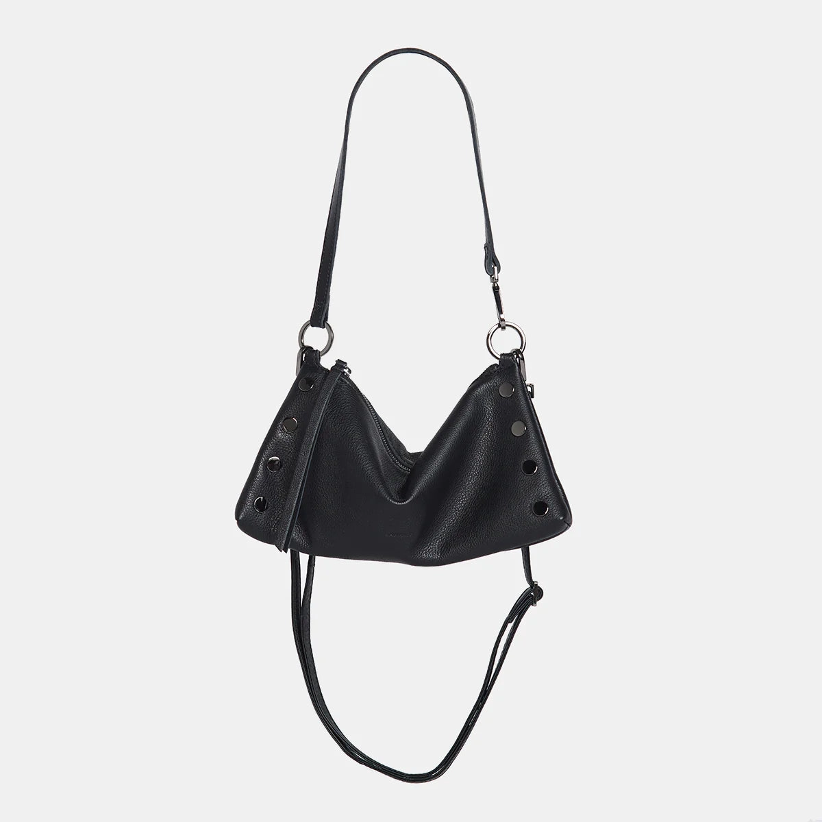 Hammitt Kyle Leather Shoulder Handbag Black/Gunmetal