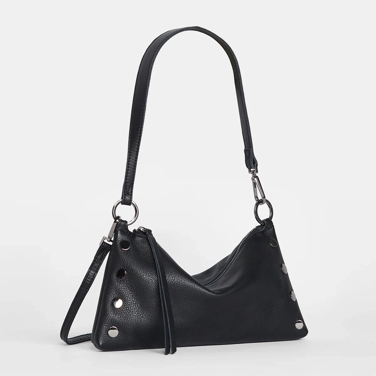 Hammitt Kyle Leather Shoulder Handbag Black/Gunmetal