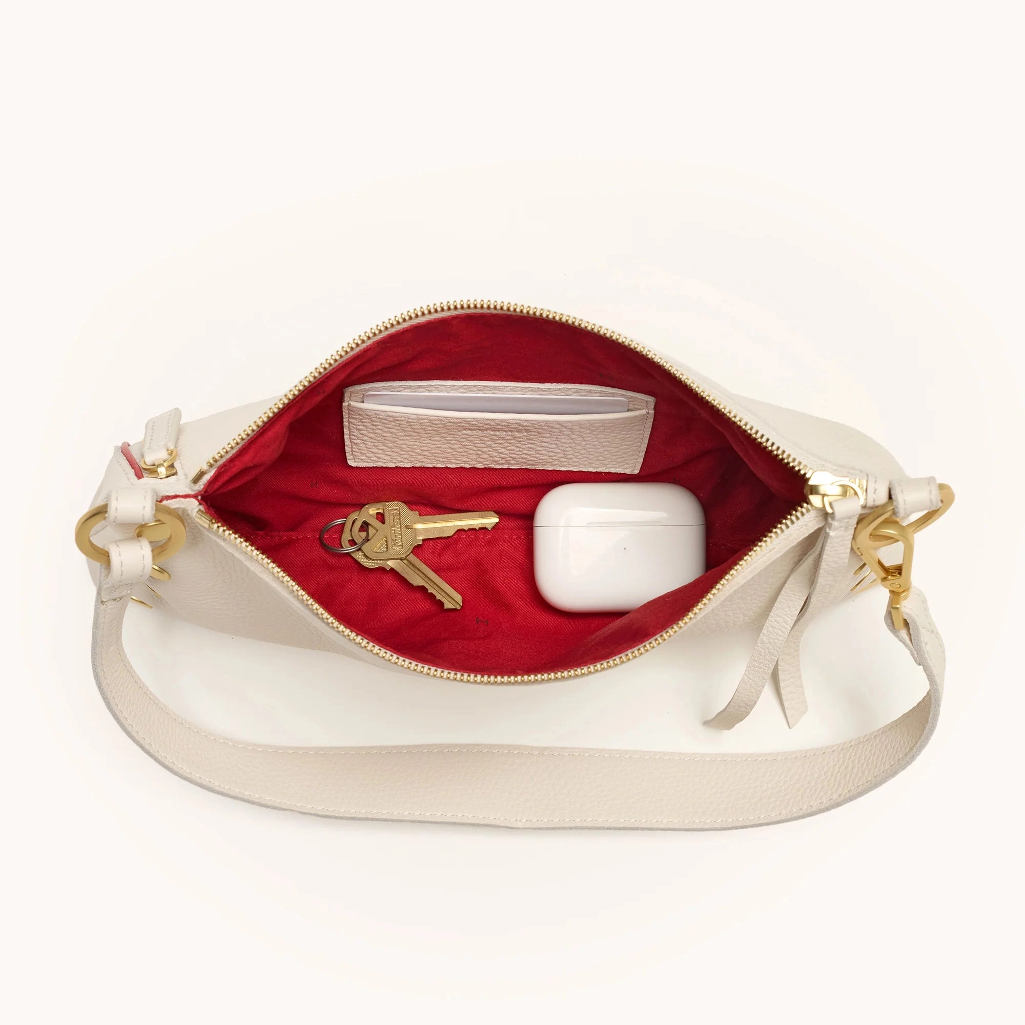 Hammitt Kyle Leather Shoulder Handbag Calla Lily White/Brushed Gold