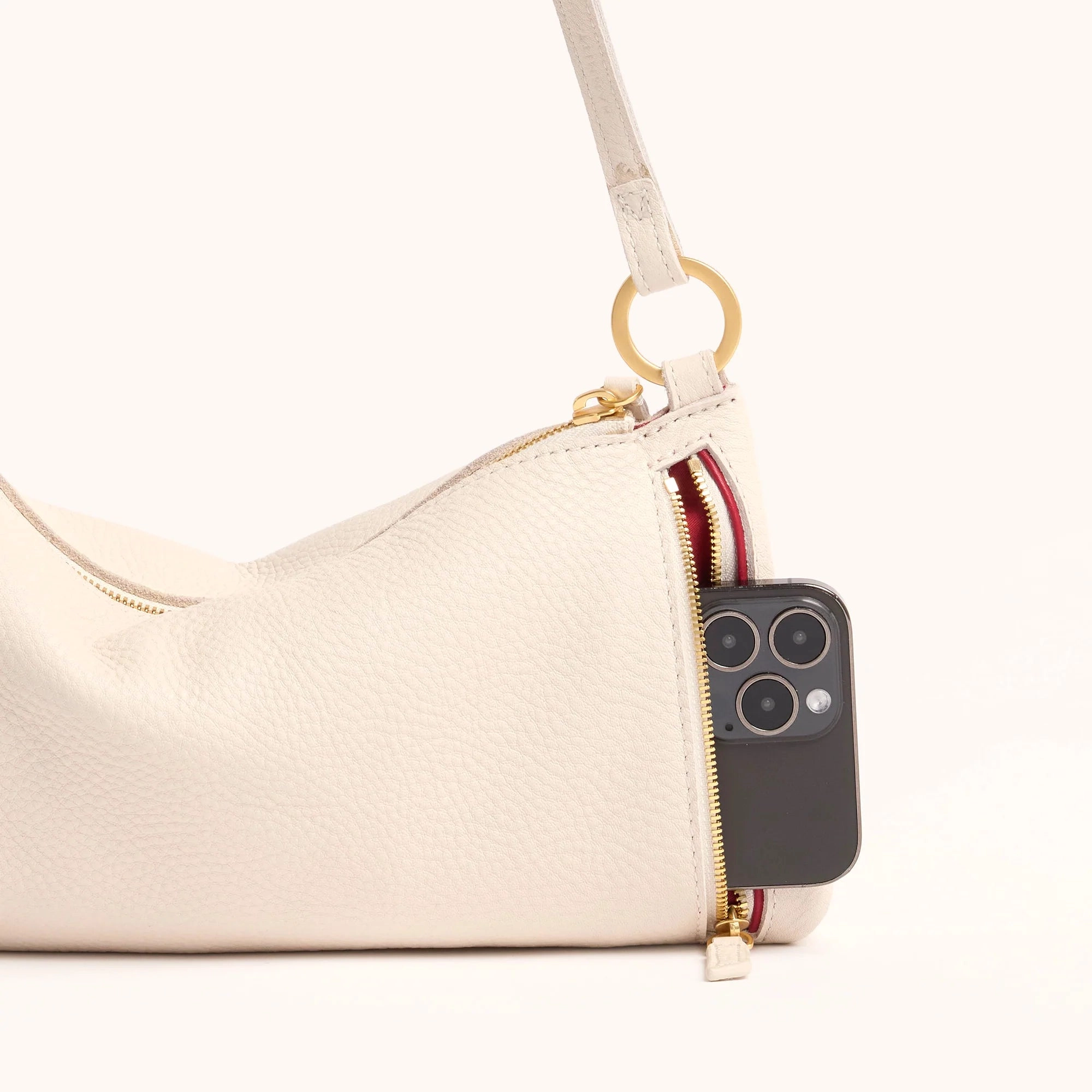 Hammitt Kyle Leather Shoulder Handbag Calla Lily White/Brushed Gold