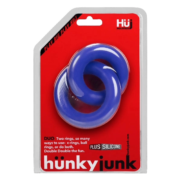 Hunkyjunk  - DUO Linked Cock/Ball rings - Cobalt (Blue)
