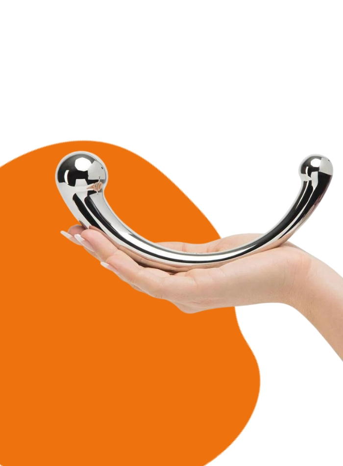 JOYGASMS Pure Solid Stainless Steel G Spot and P Spot Wand 11 inch Curved Double Ended Dildo