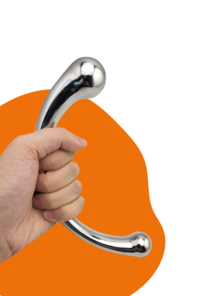 JOYGASMS Pure Solid Stainless Steel G Spot and P Spot Wand 11 inch Curved Double Ended Dildo