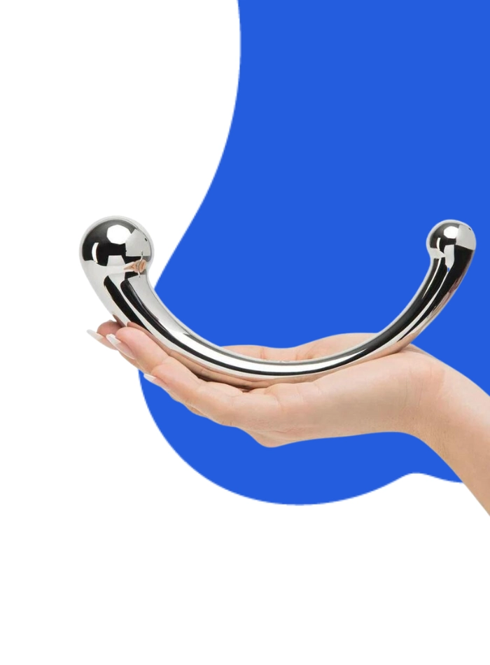 JOYGASMS Pure Solid Stainless Steel G Spot and P Spot Wand 9 inch Curved Double Ended Dildo