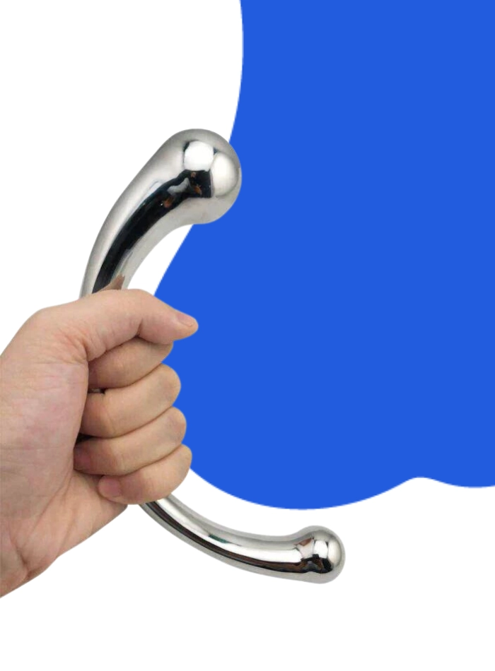 JOYGASMS Pure Solid Stainless Steel G Spot and P Spot Wand 9 inch Curved Double Ended Dildo