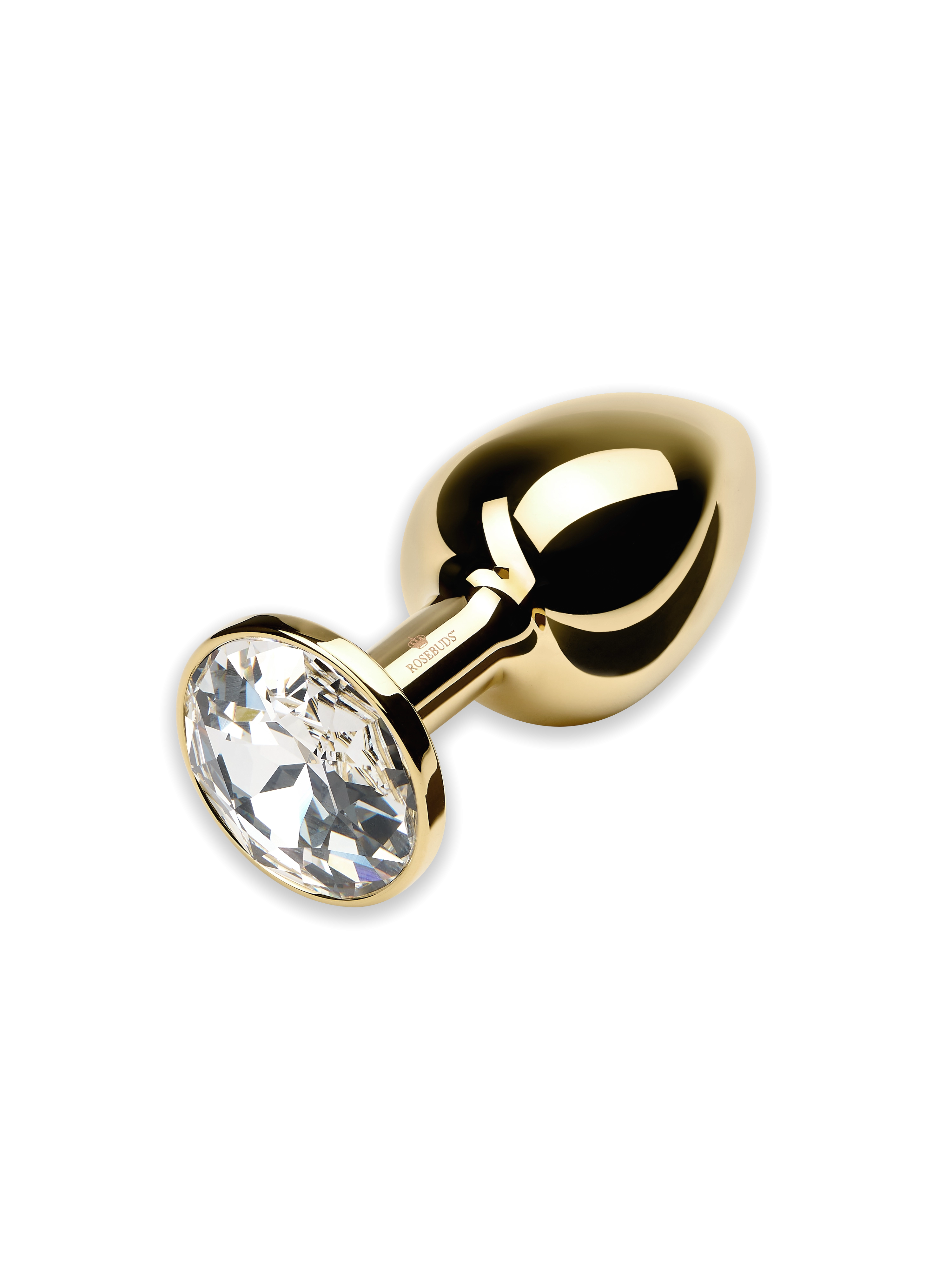 Julian Snelling Medium Gold Stainless Steel Butt Plug with Crystal Stone