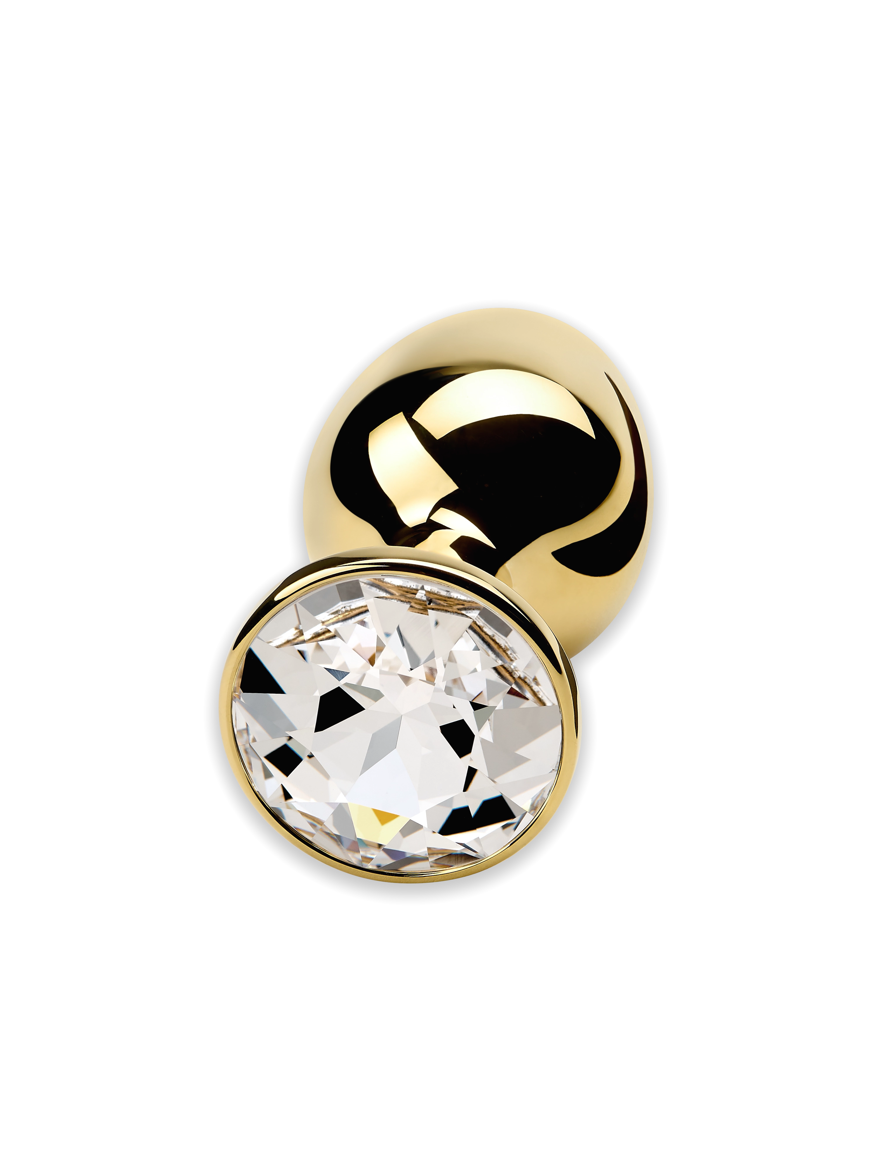 Julian Snelling Medium Gold Stainless Steel Butt Plug with Crystal Stone