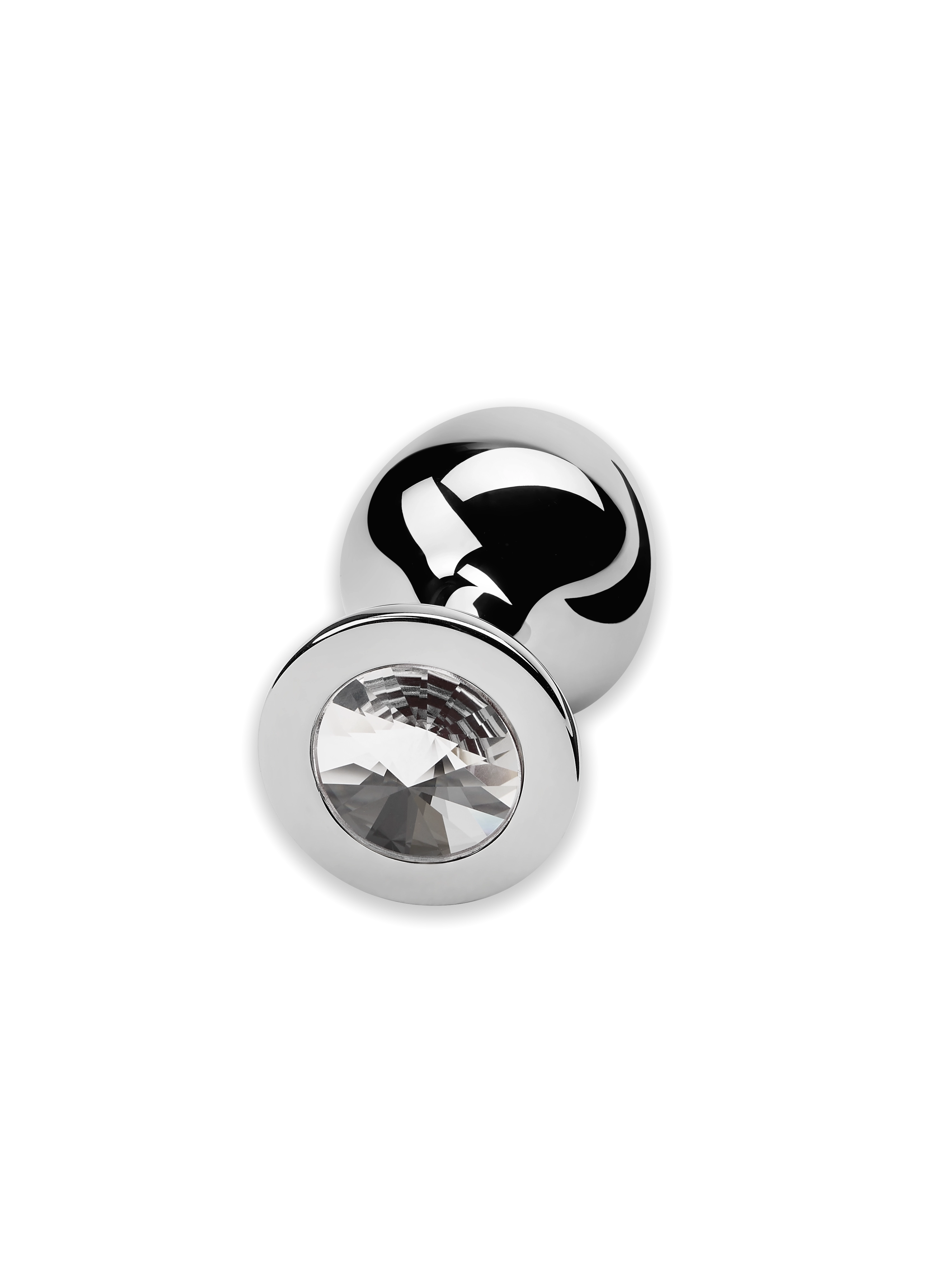 Julian Snelling Small Silver Stainless Steel Butt Plug Clear Stone