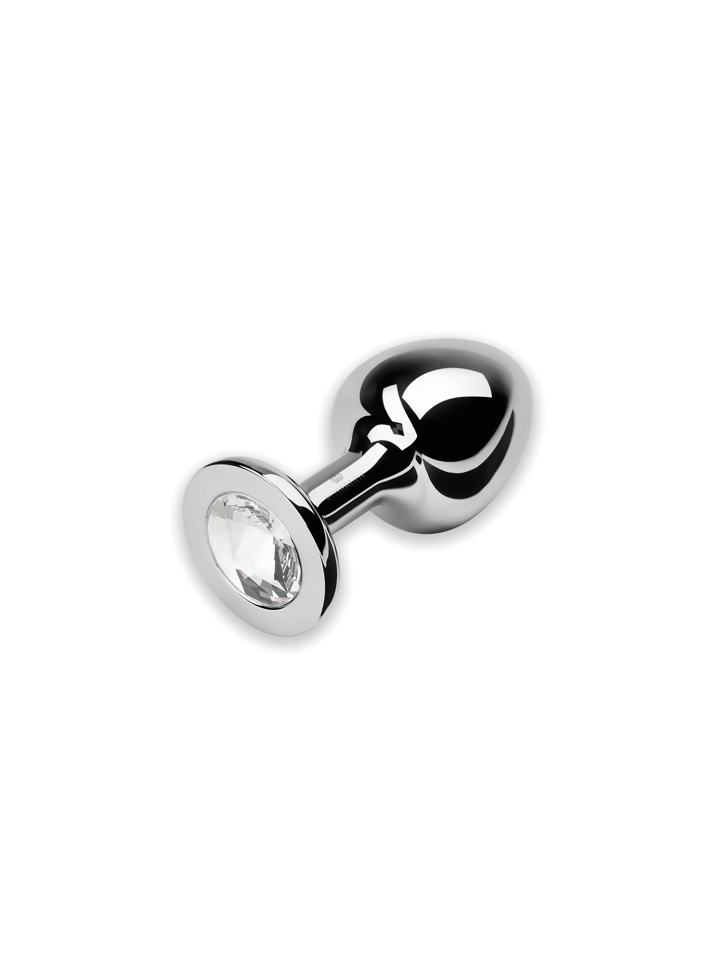 Julian Snelling Small Silver Stainless Steel Butt Plug Clear Stone