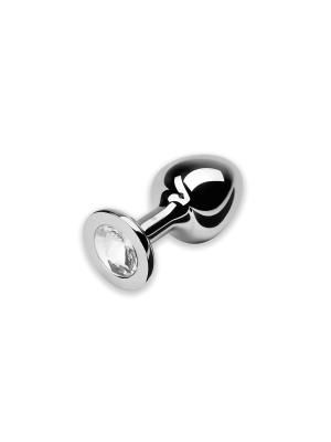 Julian Snelling Small Silver Stainless Steel Butt Plug Clear Stone