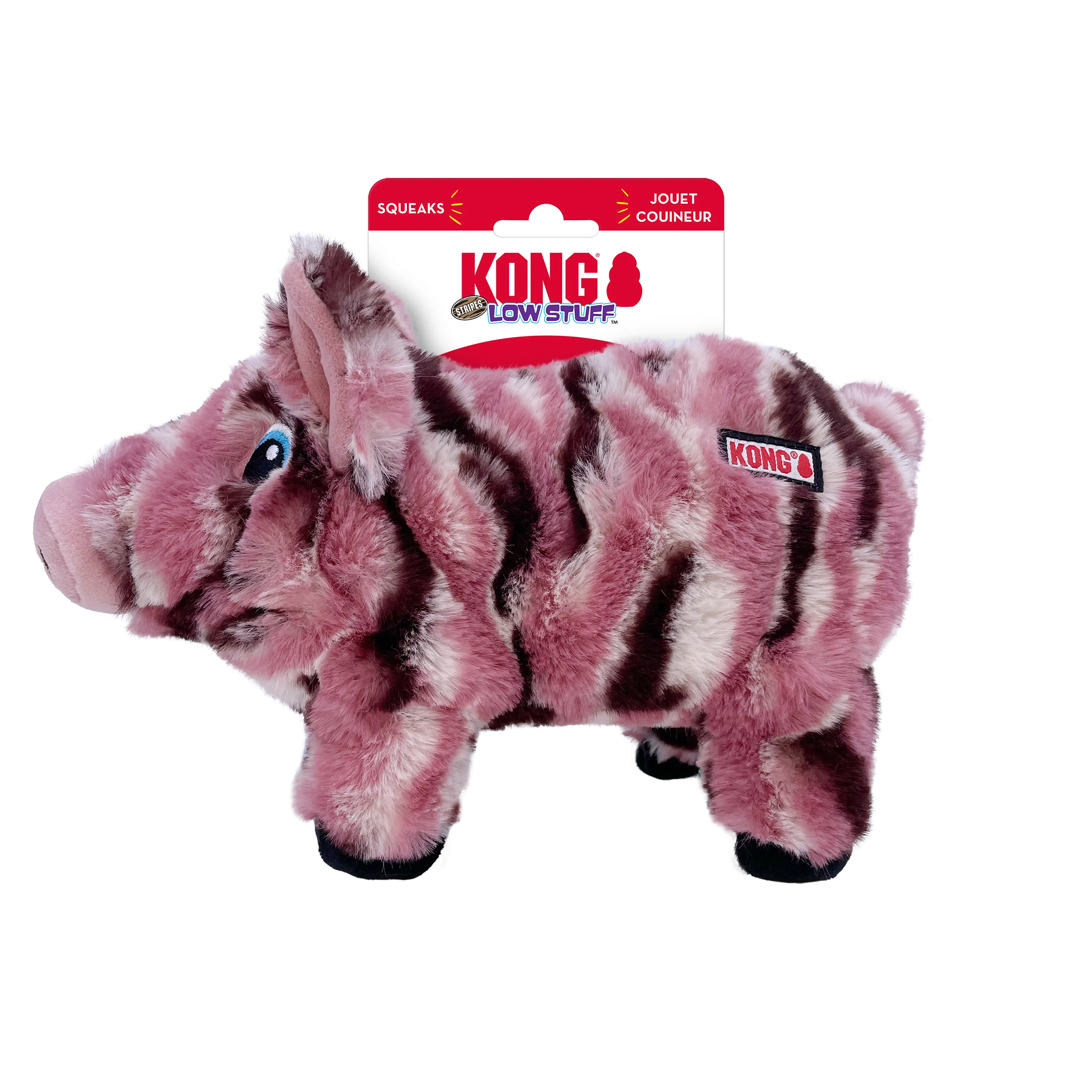 KONG Low Stuff Stripes Pig Dog Toy