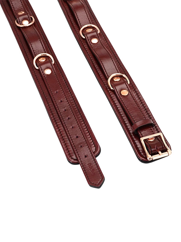 Liebe Seele Wine Red Leather Thigh Cuffs