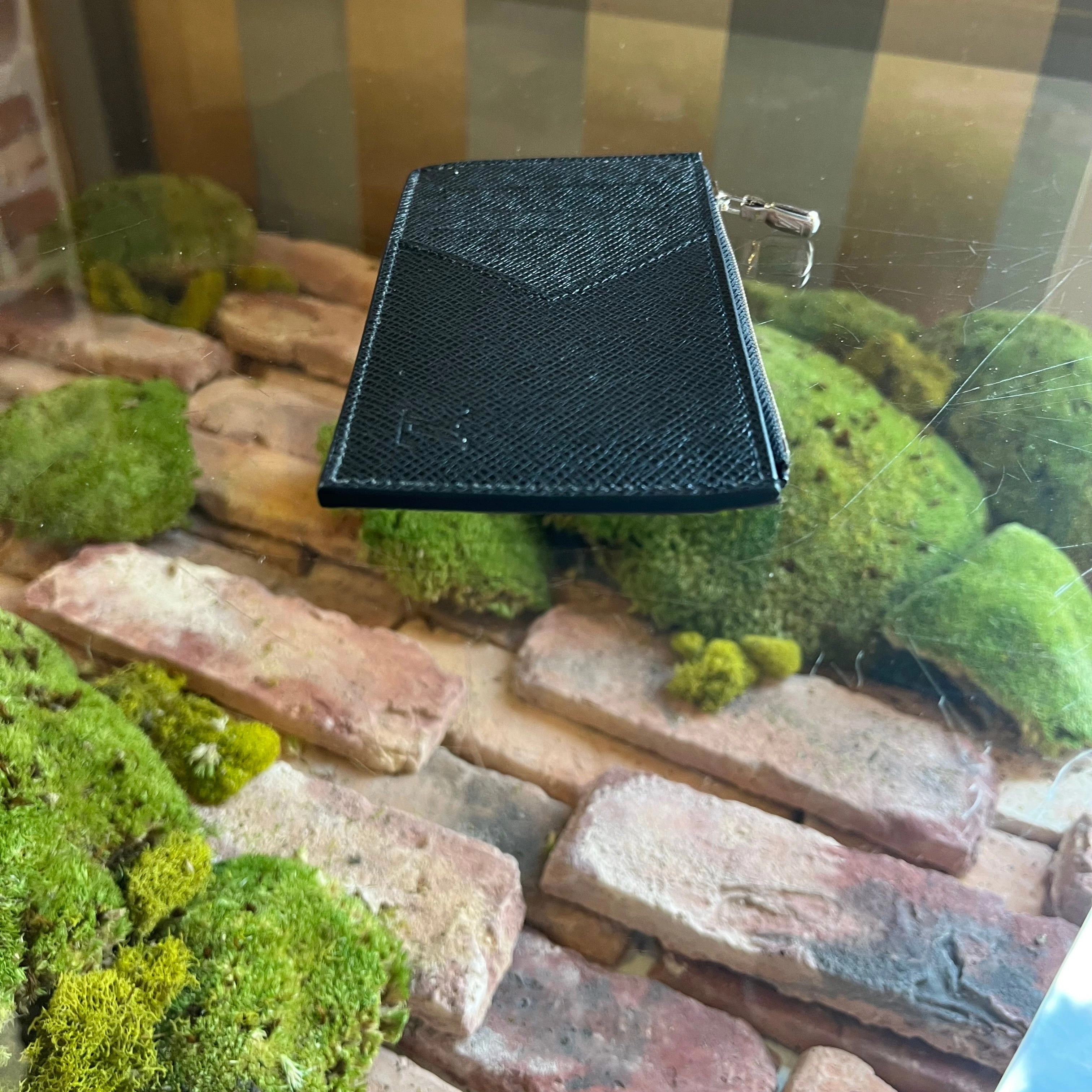 LOUIS VUITTON Taiga Black Leather Coin Card Holder Wallet