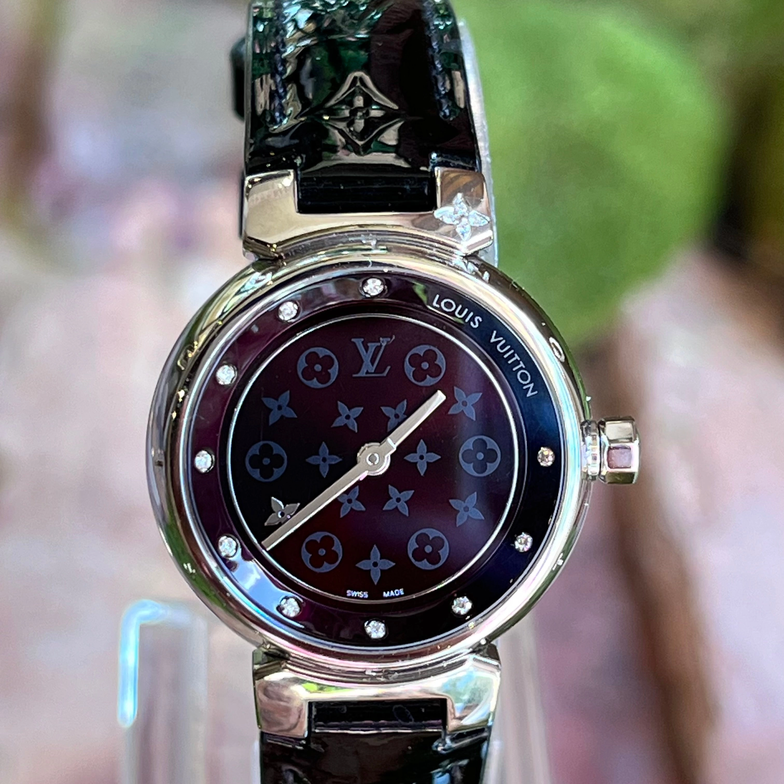 LOUIS VUITTON Tambour Stainless Steel Vernis Quartz Watch