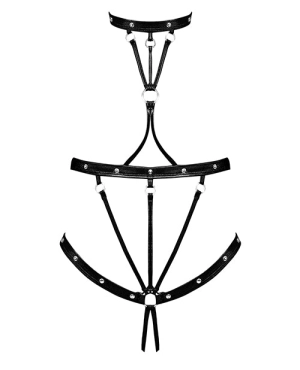 Lust Seducer Strappy Cupless & Crotchless G-string Teddy Black