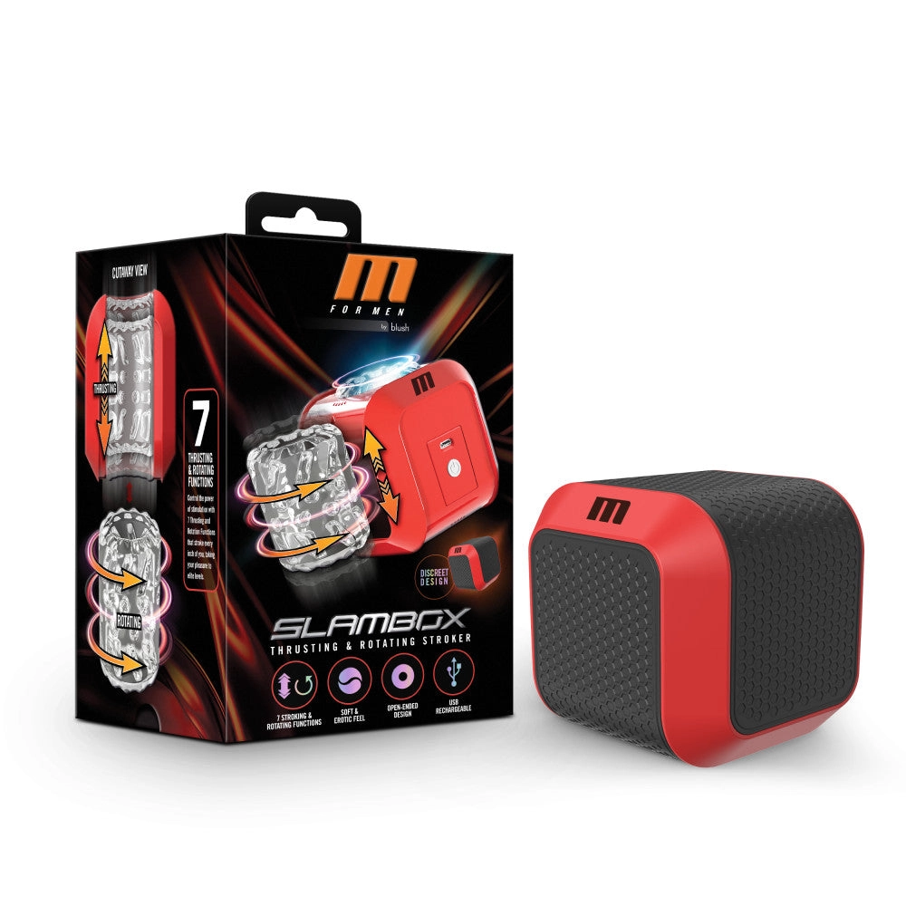 M For Men By Blush® | Slambox - 360° Rotating & Stroking Automatic Male Masturbator With One-Touch Control – Red