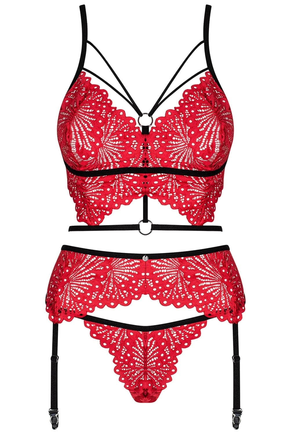 Mettia Bra, Brief & Suspender, Size L-XL (UK 12-14)